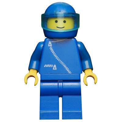 Jacket with Zipper - Blue, Blue Legs, Blue Helmet, Trans-Light Blue Visor