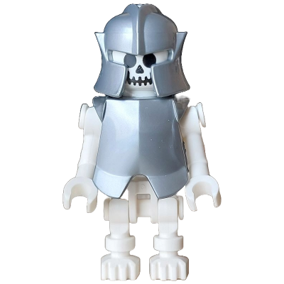 Skeleton - Standard Skull, Bent Arms Vertical Grip, Flat Silver Helmet and Armor Breastplate (Colin the Fighter)
