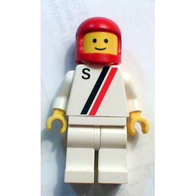 'S' - White with Red / Black Stripe, White Legs, Red Classic Helmet