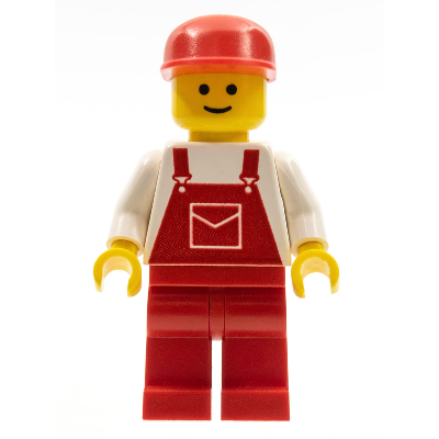 Overalls Red with Pocket, Red Legs, Red Cap