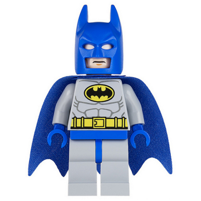 Batman - Light Bluish Gray Suit with Yellow Belt and Crest, Blue Mask and Cape