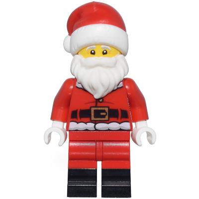 Santa - Fur Lined Jacket with 2 Wrinkles on Back, Red Legs with Black Boots, Santa Hat with Molded Red Top