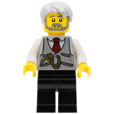 LEGOLAND Park Train Conductor, Pinstripe Vest, Red Tie and Pocket Watch Pattern